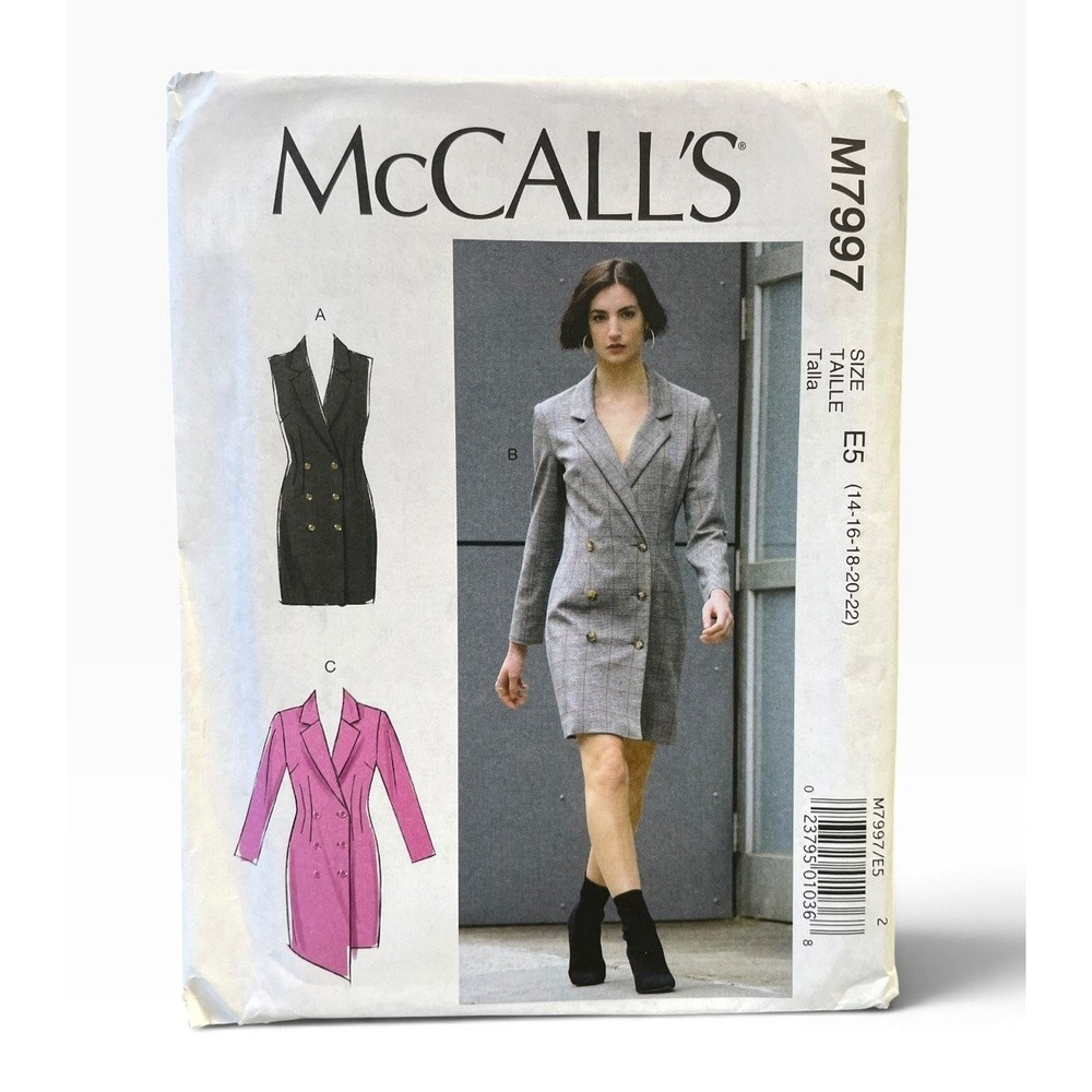 McCall's M7997 Double-Breasted Dress Jacket Size E5 (14-22) Modern Uncut FF